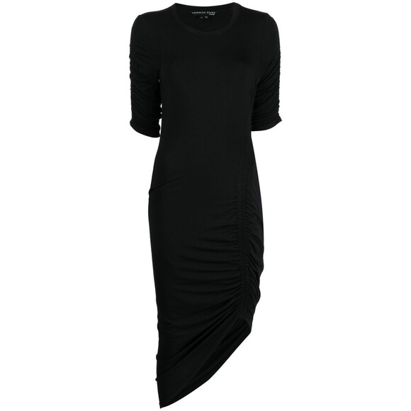 Veronica Beard Lockwood Ruched Jersey Midi Dress In Black XS Fitted Classy Comfy - Picture 10 of 12